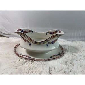 Vintage J&G‎ Meakin Boat/Plate England White/Multi Flowers